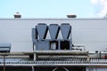 central air-conditioning system on the roof of a huge city shopping center.