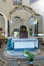 The central altar in the Beatitude Monastery located on the mountain on the coast of the Sea of Galilee - Kinneret