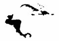 Central America silhouette map Royalty Free Stock Photo