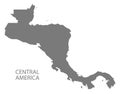 Central America map grey silhouette illustration