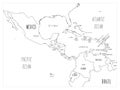 Central America map - hand-drawn cartoon style Royalty Free Stock Photo