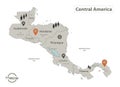 Central America map, individual states with names, Infographics and icons Royalty Free Stock Photo