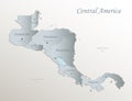 Central America map, individual states with names, white blue card paper 3D Royalty Free Stock Photo