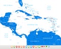Central America - map and navigation icons - illustration.
