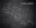 Central America map, separates states and names, design card blackboard chalkboard Royalty Free Stock Photo