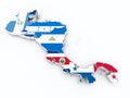 Central america state flags on 3d map