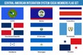 Central American Integration System, SICA Members Flag Set Vector Illustration Royalty Free Stock Photo