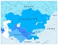 Central Asia Political Map In Colors Of Blue Royalty Free Stock Photo