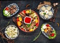 Central asian cuisine manti pelmeni dumplings meat Royalty Free Stock Photo