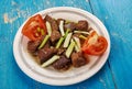 Central Asian Kebab from mutton liver Royalty Free Stock Photo