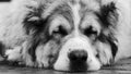 Central Asian Shepherd dog Alabai portrait close up Black and white color Royalty Free Stock Photo