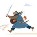 Central Asian Warrior. Medieval battle illustration. Historical illustration. Isolated vector flat illustration.