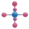 Central atom connected to six ligands in an octahedral configuration Royalty Free Stock Photo