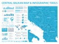 Central Balkan Map - Info Graphic Vector Illustration Royalty Free Stock Photo