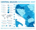 Central Balkan Map - Info Graphic Vector Illustration Royalty Free Stock Photo