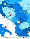 Central Balkan Map - Vector Illustration Royalty Free Stock Photo