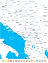 Central Balkan Map - Vector Illustration Royalty Free Stock Photo