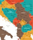 Central Balkan Map - Vector Illustration Royalty Free Stock Photo