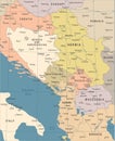 Central Balkan Map - Vintage Vector Illustration Royalty Free Stock Photo