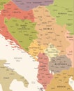 Central Balkan Map - Vintage Vector Illustration Royalty Free Stock Photo