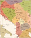 Central Balkan Map - Vintage Vector Illustration Royalty Free Stock Photo