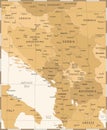 Central Balkan Map - Vintage Vector Illustration Royalty Free Stock Photo