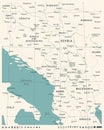 Central Balkan Map - Vintage Vector Illustration Royalty Free Stock Photo