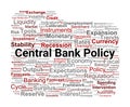 Central Bank Policy Word Cloud. A visual representation of key terms and concepts essential for understanding and analyzing Royalty Free Stock Photo