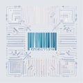 Futuristic Barcode on Abstract Circuit Board Royalty Free Stock Photo