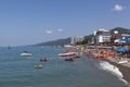 Central beach in the resort village Lasarevskoye, Sochi