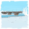 Central bridge in Krasnoyarsk illustration