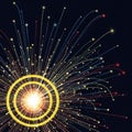 Central bright white burst surrounded by concentric yellow rings Royalty Free Stock Photo