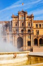 Central building and fontain at Plaza de Espana Royalty Free Stock Photo