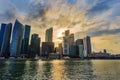 Central business district building of Singapore city at sunset Royalty Free Stock Photo