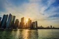 Central business district building of Singapore city at sunset Royalty Free Stock Photo