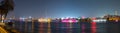 Central Cairo Nile river night panoramic