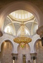 The Central chandelier White mosque in Abu Dhabi. The UAE. Royalty Free Stock Photo