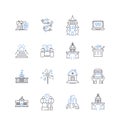 Central city package delivery line icons collection. Fast, Reliable, Efficient, Secure, Timely, Expedited, Punctual