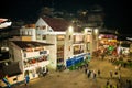 The central city square in the night. Machu Picchu Pueblo, Peru Royalty Free Stock Photo