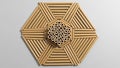 Central cluster of shorter vertically oriented tubes in a hexagonal Royalty Free Stock Photo