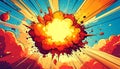 Intense Comic Book Explosion with Fiery Clouds and Radial Burst Effect blast boom Royalty Free Stock Photo