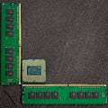 The central computer processor with memory modules Royalty Free Stock Photo