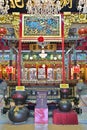 Central courtyard at the Tai Hong Kong shrine hall, with images of the Laughing Buddha and Four Heavenly Kings, Chinatown, Bangkok