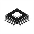Central cpu processor icon in flat style. Microprocessor silhouette vector illustration on isolated background. Ai chip sign Royalty Free Stock Photo