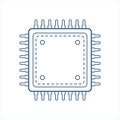Central cpu processor icon in outline stroke flat style. Microprocessor vector illustration on isolated background. Ai chip sign Royalty Free Stock Photo
