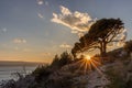 Hiking path with the nice sunset