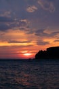 Romantic windy sunset on the beach in Central Dalmatia, Croatia
