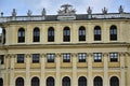 Central detail of the facade of the Belvedere Castle in Vienna, with the two-headed eagle in the center at the top.