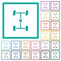 Central differential lock flat color icons with quadrant frames Royalty Free Stock Photo