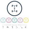 Central differential lock flat color icons in round outlines